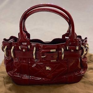BURBERRY Red Patent Leather Baby Beaton Bag